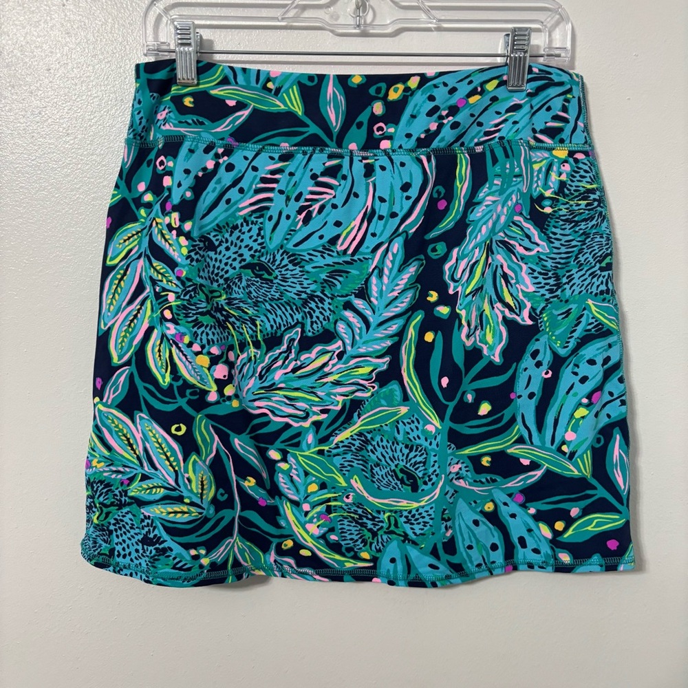 Lilly Pulitzer Tropical Leaf Print Skort in Teal, Navy & Pink